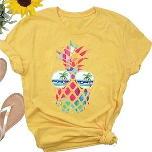Women Pineapple Sunglasses Beach Shirt